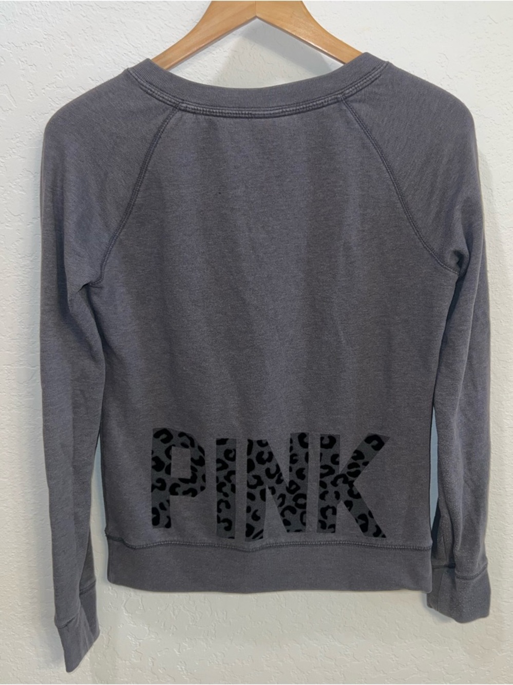 Victoria's Secret Y2K PINK Gray Crewneck Sweatshirt with Leopard Logo